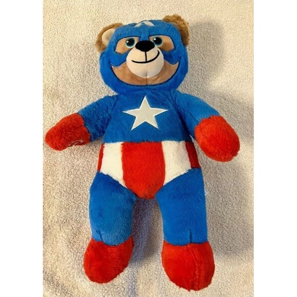 Lot Of Build A Bear Teddy Bears - BAB - Pink, Captain America And Black Bear - Picture 2 of 15